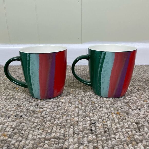 Starbucks Christmas Holiday Sage Green 12 Ounce Paint Strip Coffee Tea Mug Set - Picture 4 of 4